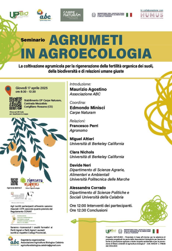 "Agrumeti in agroecologia": il seminario