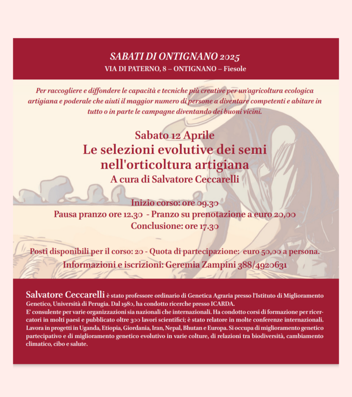 "La selezione evolutiva dei semi nell'orticoltura artigiana": corso con Salvatore Ceccarelli