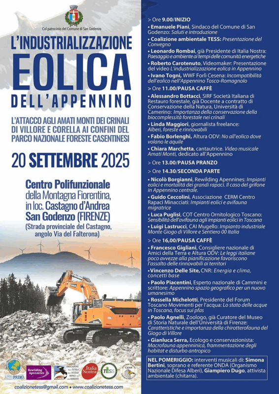 No all'eolico industriale in Appennino: convegno a San Godenzo (Firenze)